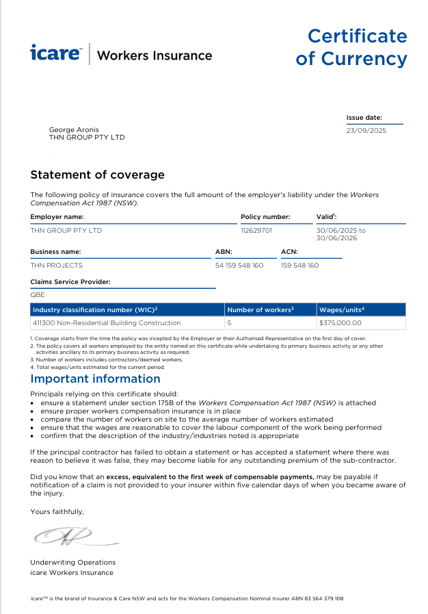 Certificate Of Currency - icare workers insurance